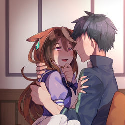 This is a pixiv picture whose title is 【リク】男トレーナー×シンボリルドルフ.