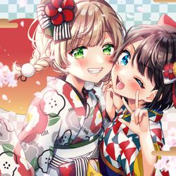 This is a pixiv picture whose title is 🌸🌅.
