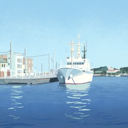 This is a pixiv picture whose title is 海とカメとりんご.