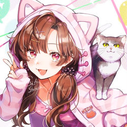 This is a pixiv picture whose title is ねこ耳フードちゃん.