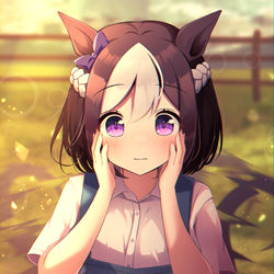 This is a pixiv picture whose title is オーバーオール姿をトレーナーに褒められて照れるスぺちゃん.