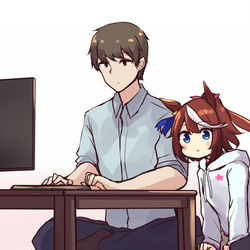 This is a pixiv picture whose title is お仕事中でもひっつきたいテイオー.