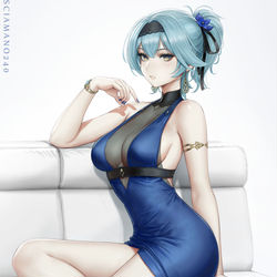 This is a pixiv picture whose title is Eula - Genshin Impact.