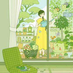 This is a pixiv picture whose title is フシギダネなベランダ.