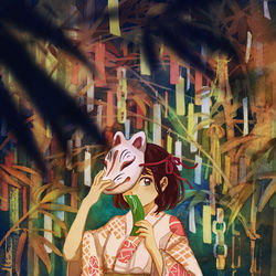 This is a pixiv picture whose title is 野狐さんの願い事.