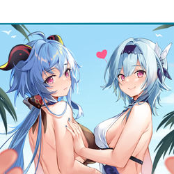 This is a pixiv picture whose title is 甘雨x优菈.
