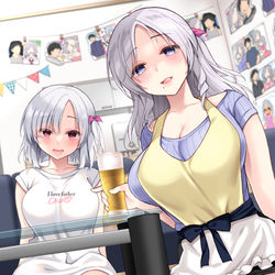 This is a pixiv picture whose title is 俺が知らないうちに妻と娘ができていたらしい….