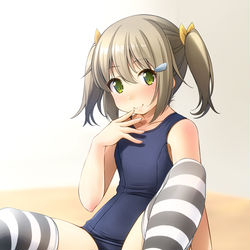 This is a pixiv picture whose title is おうちでスク水.