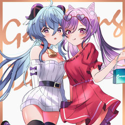 This is a pixiv picture whose title is 💙💜.