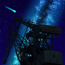 This is a pixiv picture whose title is クレーン越しの天の川.