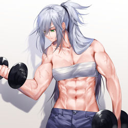 This is a pixiv picture whose title is 筋トレ.