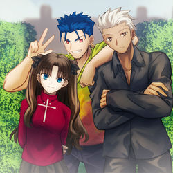 This is a pixiv picture whose title is 遠坂邸・庭園にて.