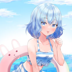 This is a pixiv picture whose title is 女の子水着チャレンジ鳴海くん.