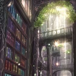 This is a pixiv picture whose title is 忘れられた図書館.