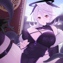 This is a pixiv picture whose title is 堕天使ちゃん(チャイナドレスver.).
