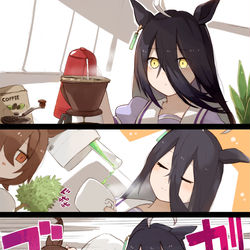This is a pixiv picture whose title is うまんが『マンハッタンカフェの日常』.