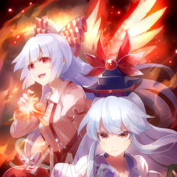 This is a pixiv picture whose title is 妹紅＆慧音.