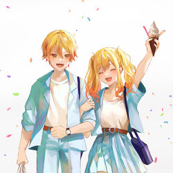 This is a pixiv picture whose title is プロセカきょうだいしまいで夏デート💓.