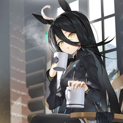 This is a pixiv picture whose title is 「・・・お疲れ様です。トレーナーさん。」.