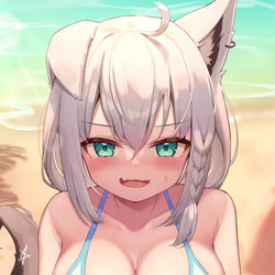 This is a pixiv picture whose title is 水着フブキ.