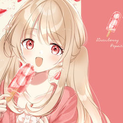 This is a pixiv picture whose title is Strawberry Popsicles🍓.