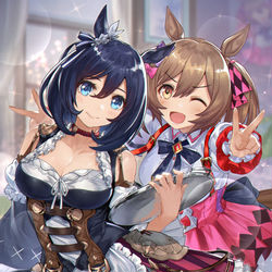 This is a pixiv picture whose title is エイシンフラッシュ＆ファル子.