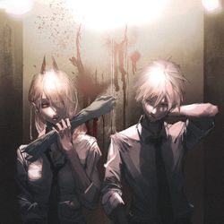 This is a pixiv picture whose title is デンジとパワー.