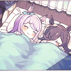 This is a pixiv picture whose title is ベッドまでついていくライスシャワー.