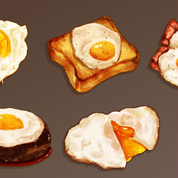 This is a pixiv picture whose title is 目玉焼き.