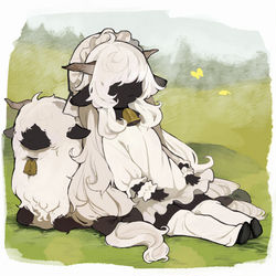 This is a pixiv picture whose title is 黒鼻羊ちゃん.