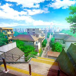 This is a pixiv picture whose title is 階段坂.