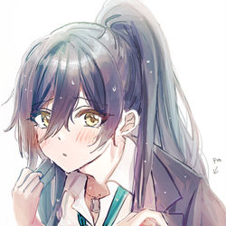 This is a pixiv picture whose title is 背が高い女の子の上目遣い.