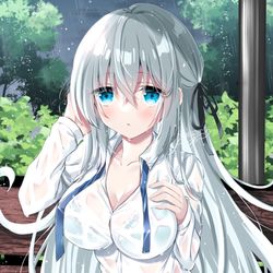 This is a pixiv picture whose title is 「雨降って来ちゃったね...」.