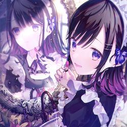 This is a pixiv picture whose title is 虚像の花.