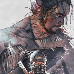 This is a pixiv picture whose title is Ghost of Tsushima 一周年.
