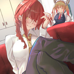 This is a pixiv picture whose title is Makima x Kobayashi.