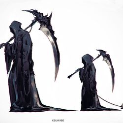 This is a pixiv picture whose title is 死神の親子.