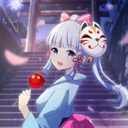 This is a pixiv picture whose title is 神里綾華、神里绫华、烟花祭.