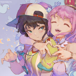 This is a pixiv picture whose title is Subaru & Luna (hololive).