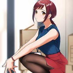 This is a pixiv picture whose title is 荷物の隙間で待ってる先輩OLさん.