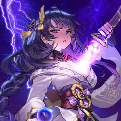 This is a pixiv picture whose title is Raiden Shogun.
