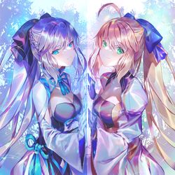 This is a pixiv picture whose title is 二人は水鏡のように.