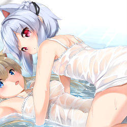 This is a pixiv picture whose title is 濡れ百合にゃんにゃん…♥.