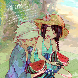 This is a pixiv picture whose title is 【日雛】スイカ割り.