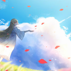 This is a pixiv picture whose title is 消えない夏の日.