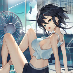 This is a pixiv picture whose title is 「エアコン壊れてるんだわ」.