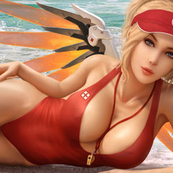 This is a pixiv picture whose title is Mercy (lifeguard).