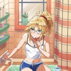 This is a pixiv picture whose title is 朝急ぎモードレッド.