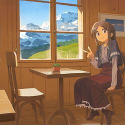 This is a pixiv picture whose title is 雪山と.