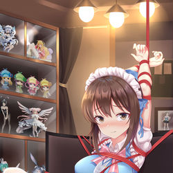 This is a pixiv picture whose title is 七月绑缚 在阿宅家打工当女仆然后被绑起来的这件事.